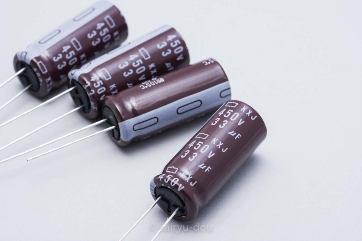 日本ケミコン KXJ 450v/33μF 105℃ 高耐圧・長寿命 電源入力平滑用 電解コンデンサ 新品4個C拍卖