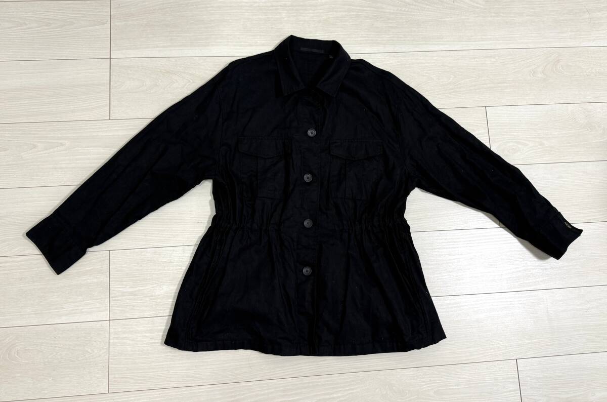 ★UNIQLO ユニクロ リネンコットンシャツジャケット Lサイズ レディース ブラック 211-427065★拍卖