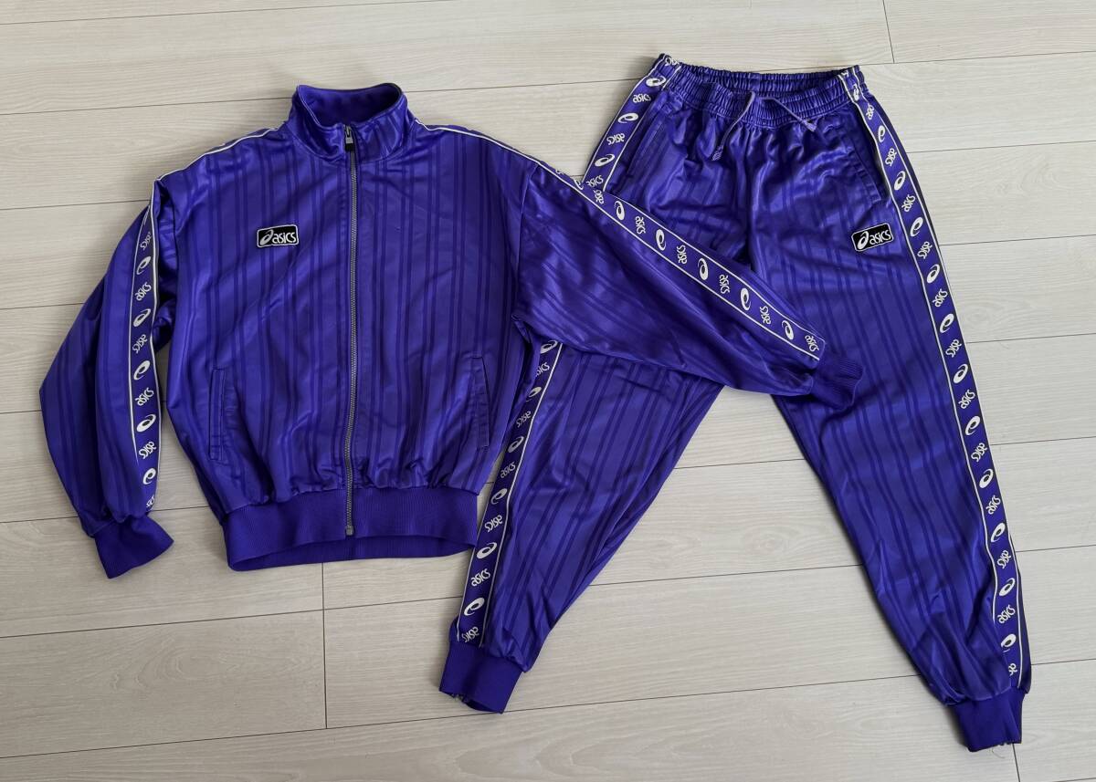 ★アシックス asics メンズ ジャージ 上下セット Oサイズ サイドロゴ パープル★拍卖