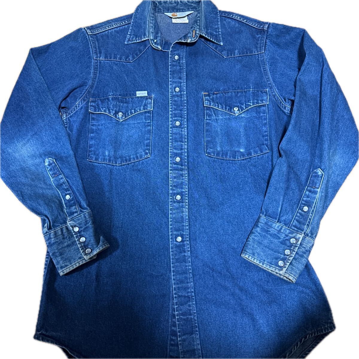 【1円スタート】カーハート carhartt デニムシャツ ウエスタンシャツ 三角タグ 80s 90s拍卖