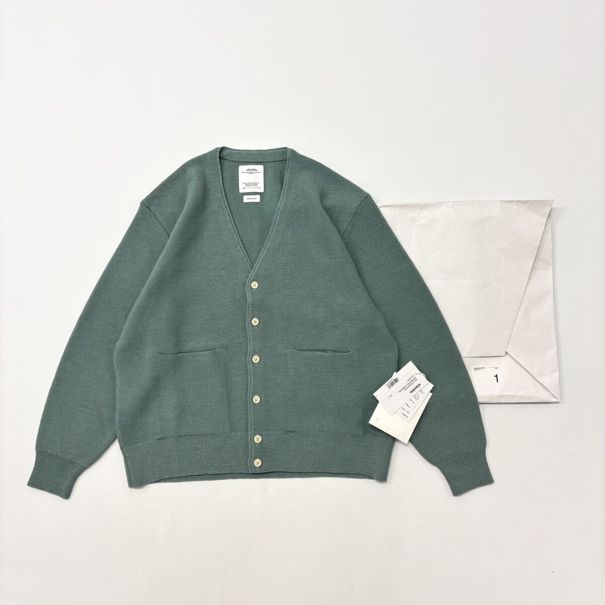 25aw 2025 試着のみ VISVIM ビズビム SELMER KNIT CARDIGAN セルマー ニット カーディガン 0125205012007 GREEN グリーン size 1 711-1188拍卖