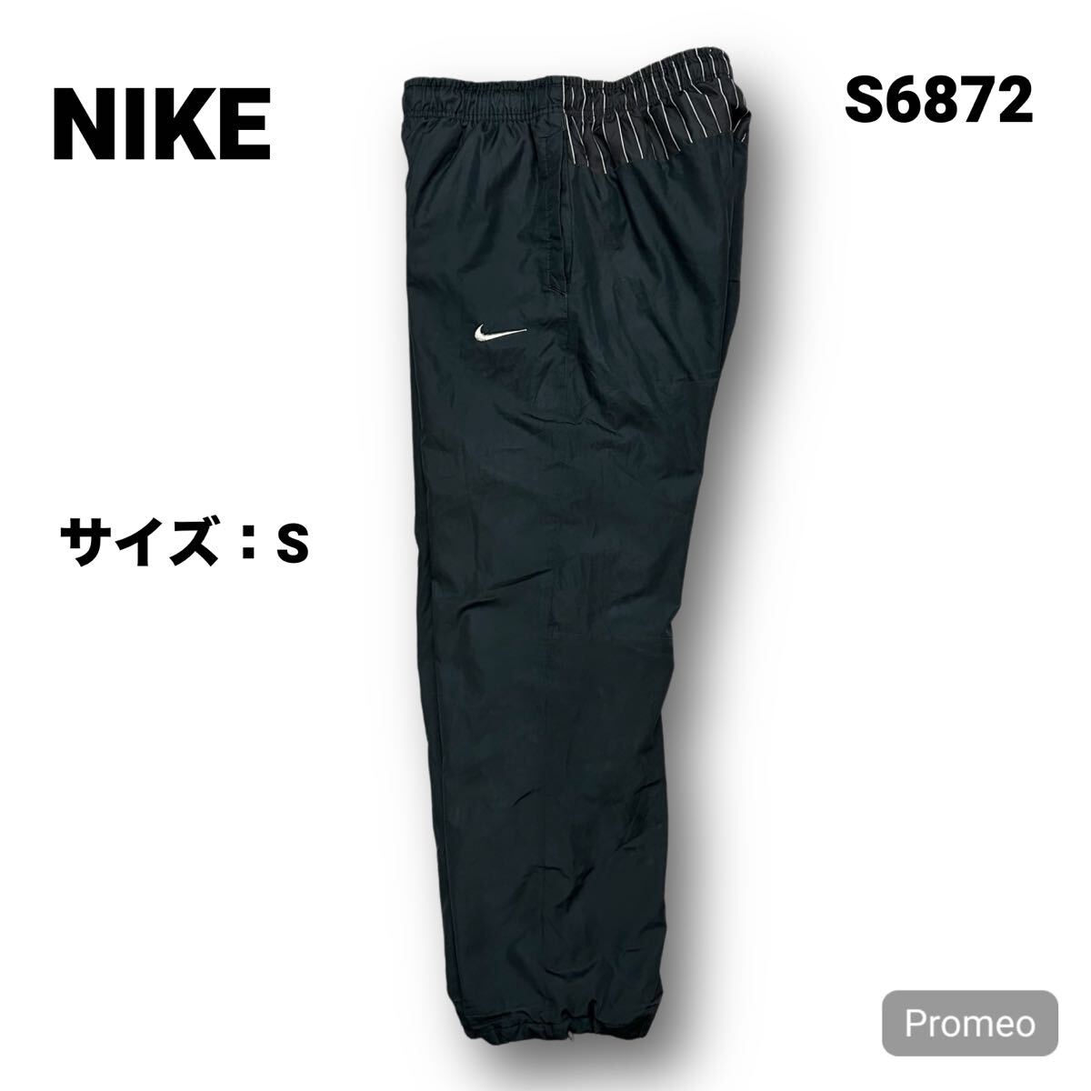 【S6872】 NIKE ナイキ ドローコードナイロンパンツ サイズS ブラック 黒 刺繍ロゴ スウッシュロゴ メンズ ボトム 最落なし 古着拍卖