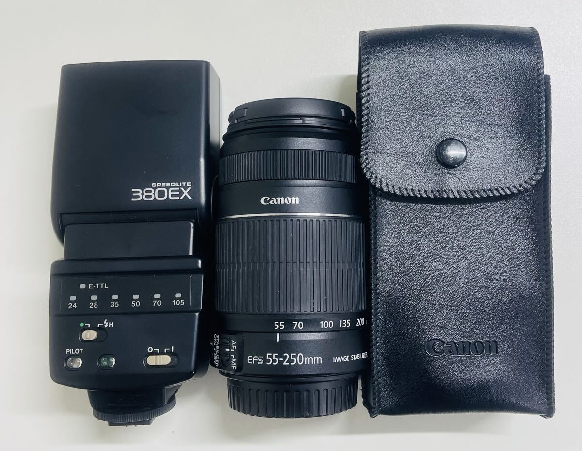 Canon キャノン レンズ EF-S 55-250mm 1:4-5.6 IS Ⅱ1円スタート SPEEDLITE 380EX まとめ2点出品 スピードライト 拍卖
