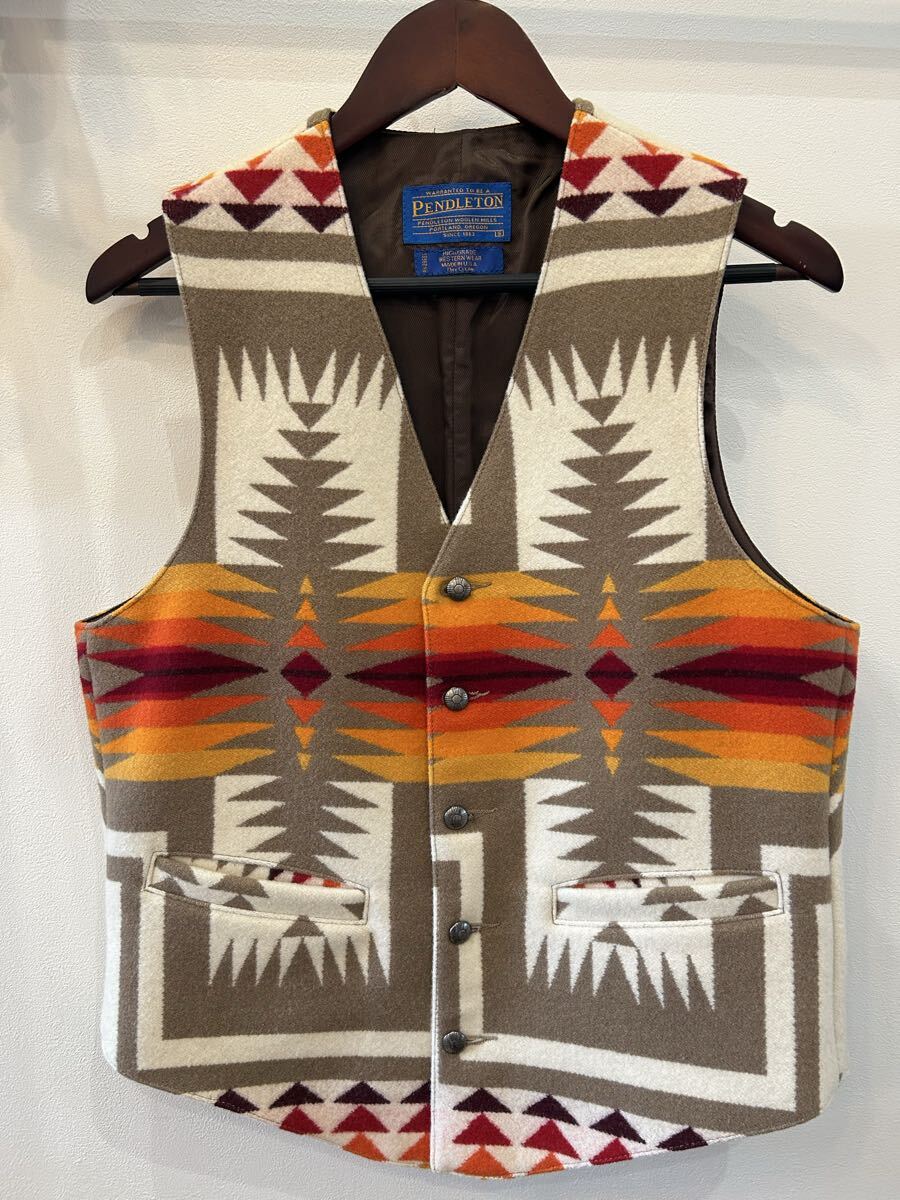 PENDLETON ペンドルトン ベスト ジレ チーフジョセフ ネイティブ チマヨ sizeS ウール ダイワ精工 90s USA製 オルテガ チマヨ センチネラ拍卖