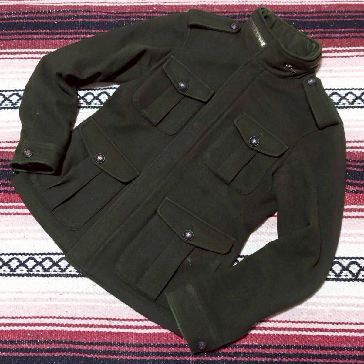 上質カシミヤ混◎【Paul Smith】ポールスミス ウールジャケット アウター ミリタリーテイスト モード デザイナーズ系 カーキ L /Y37909ii拍卖