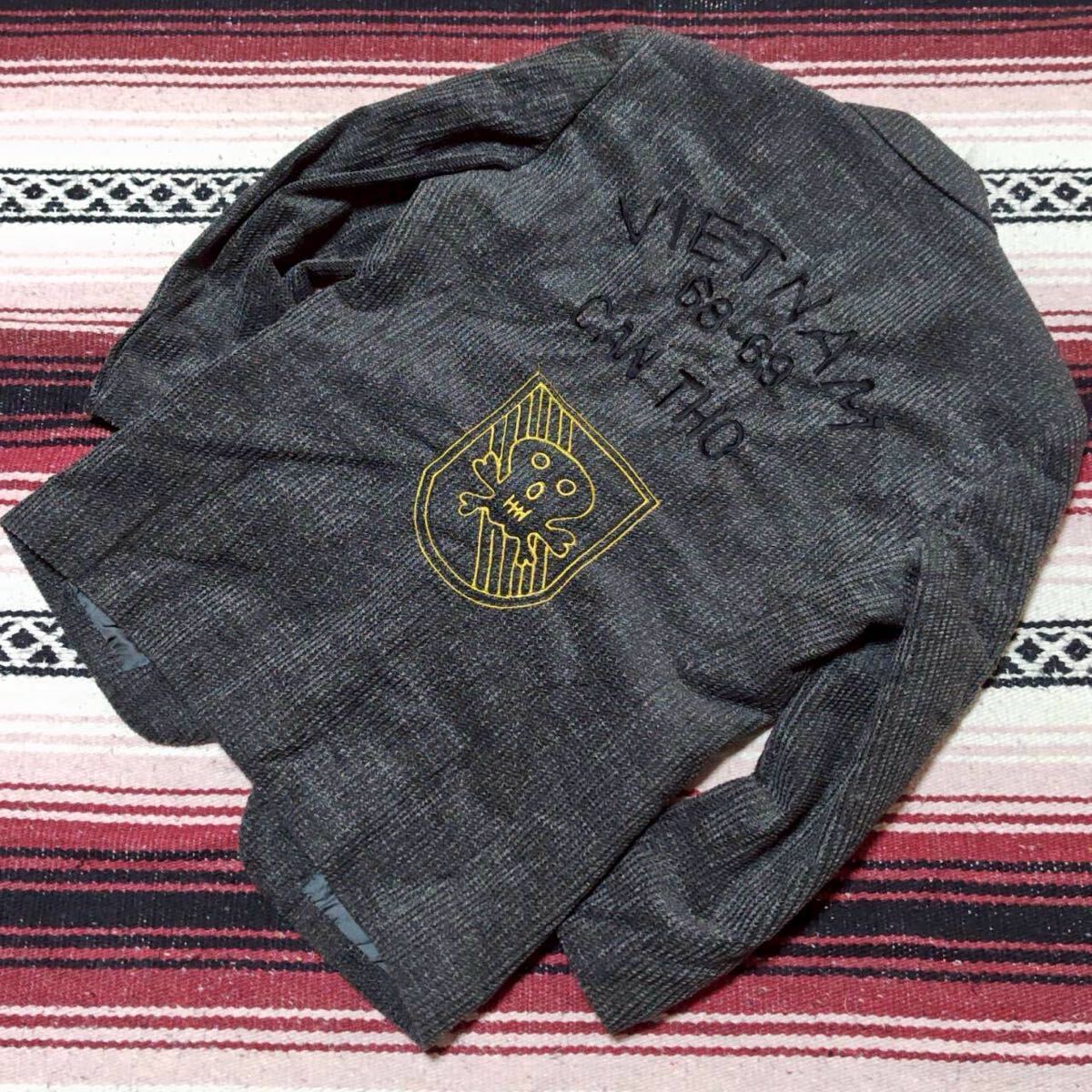 VIETNAM スカル刺繍◎【HEMING WAY】テーラードジャケット ウール 90s 00s ビンテージ 大人コーデ ミリタリー 古着 グレー 90A4 /Y37925ii拍卖