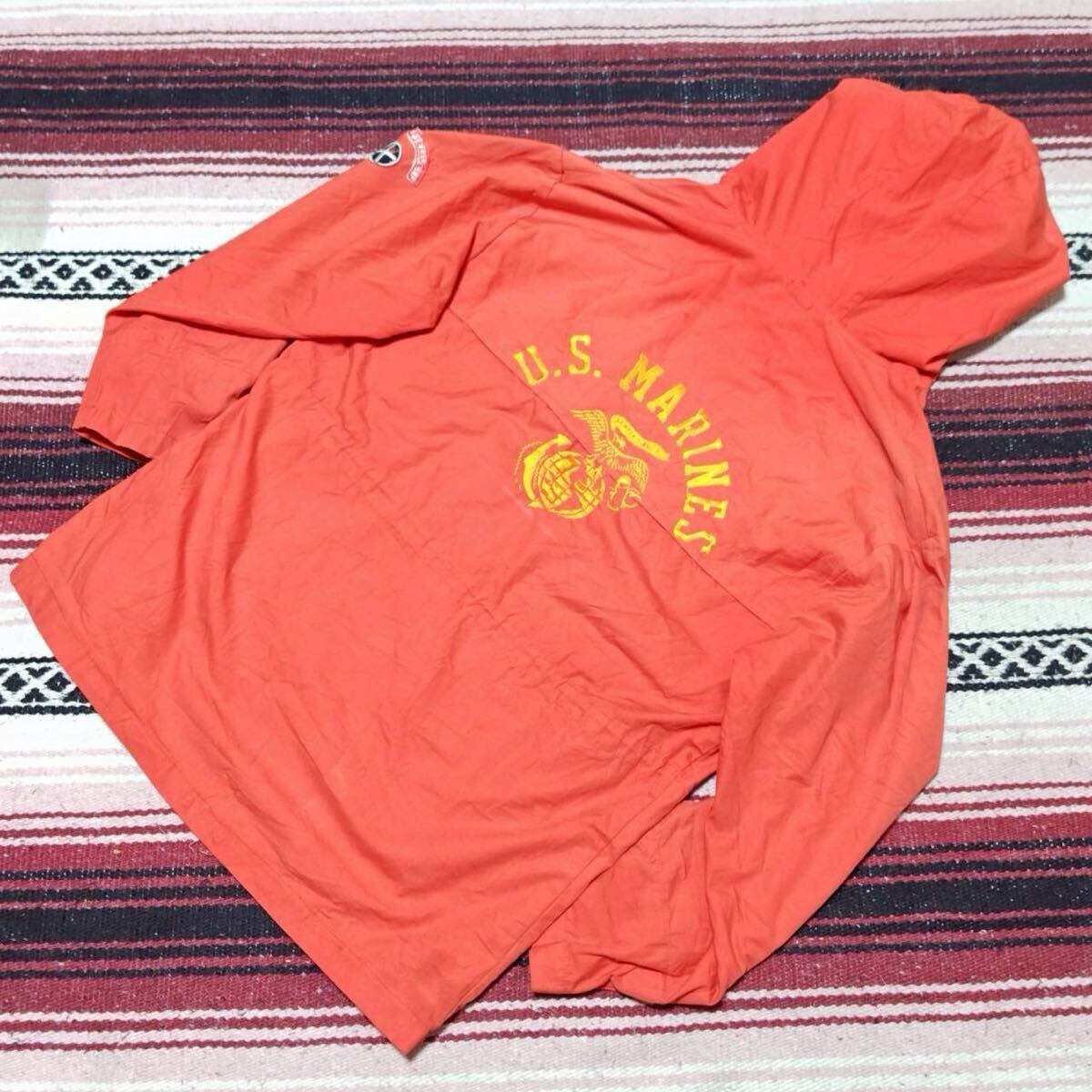 70s リアルビンテージ◎【AJAK】マウンテンパーカー ファー アノラック ミリタリー U.S.MARINES 金刺繍 古着コーデ レッド 40 /Y37940ii拍卖