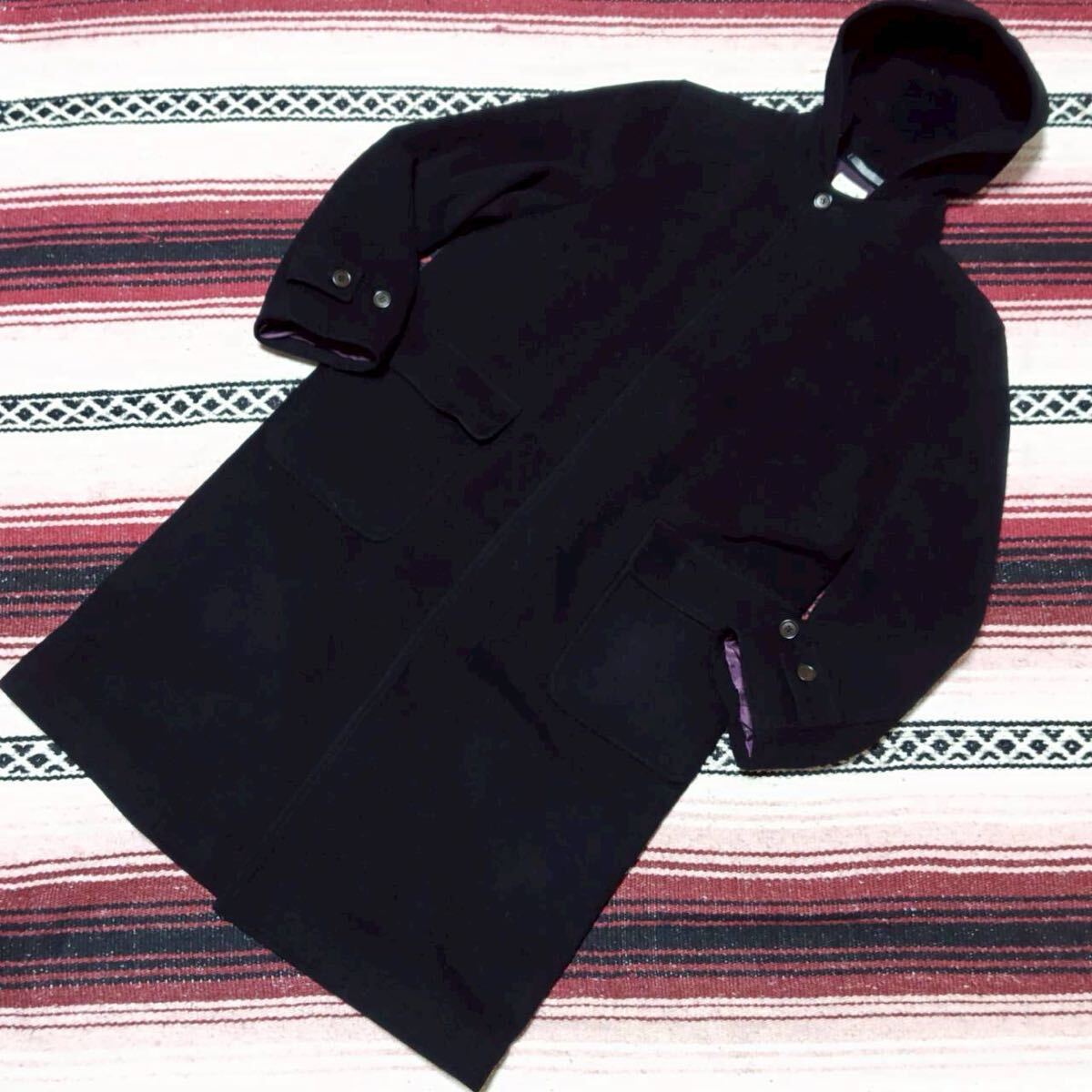 日本製◎高級カシミヤ◎【Paul Smith】ポールスミス ウールコート アウター ロング丈 モード 通勤 シティースタイル ブラック L /Y38262ji拍卖