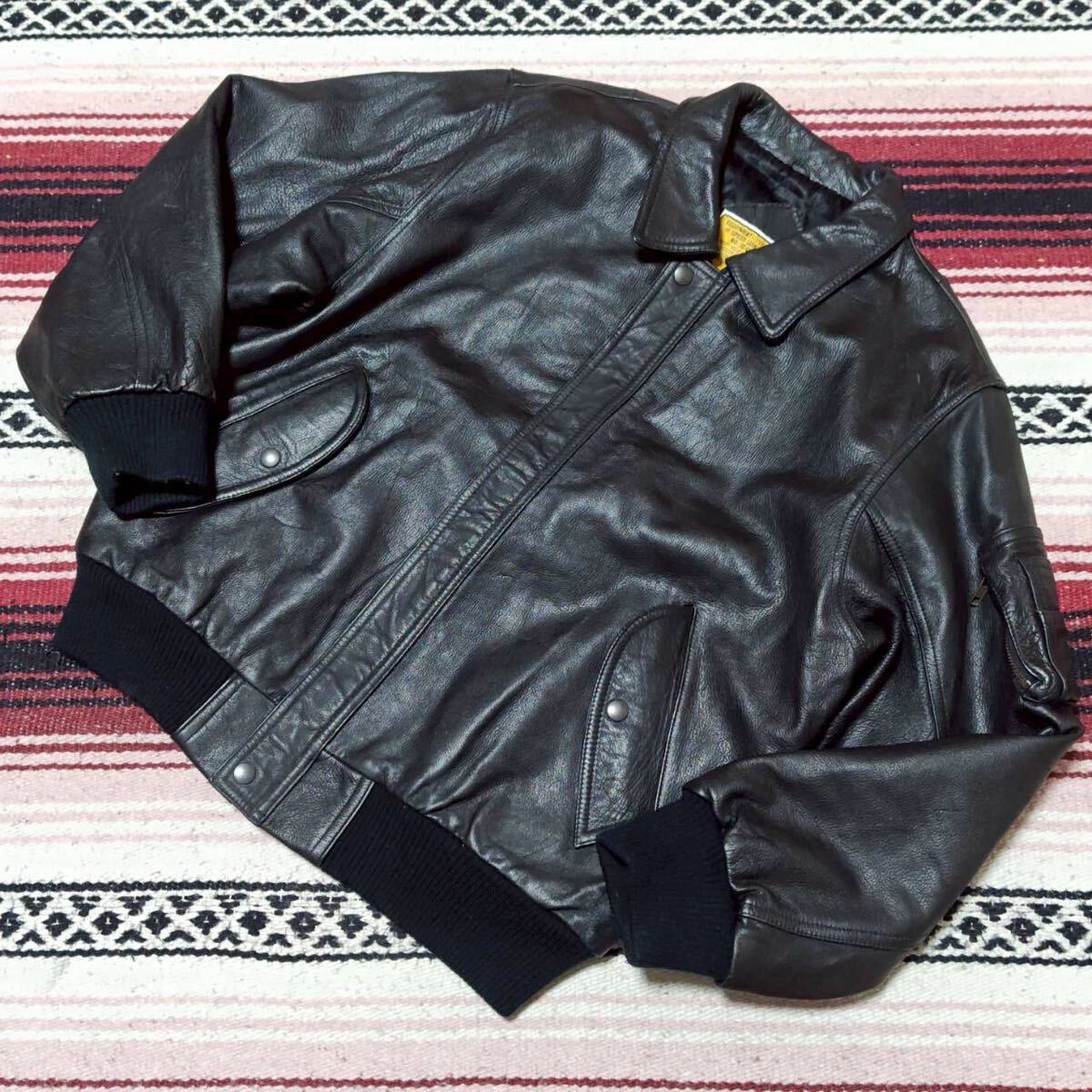 軍物 A-2 レプリカモデル◎【ANECDOTE USA】アネクドート レザージャケット アウター フライト 本革 牛革 ミリタリー ブラック L /Y38265ji拍卖