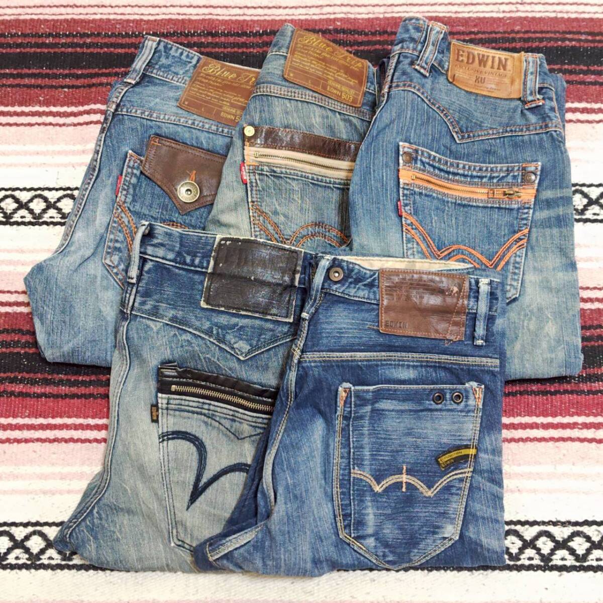 お得!!【まとめ売り】ジーンズ 5着 セット EDWIN エドウィン XV BlueTrip ウエスタン デニム パンツ アメカジ古着 ビンテージ w30/J-6j拍卖
