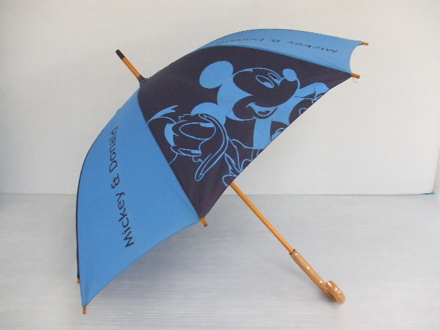 【お買得!】★Disney/ディズニー★ワンタッチ長傘 青系 ミッキー&ドナルド 60cm タグ付き 長期保管品拍卖