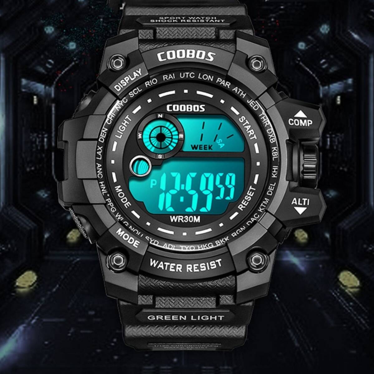 アラーム ミリタリー 腕時計 デジタル メンズ スポーツ 防水 ベルト デジタル腕時計拍卖