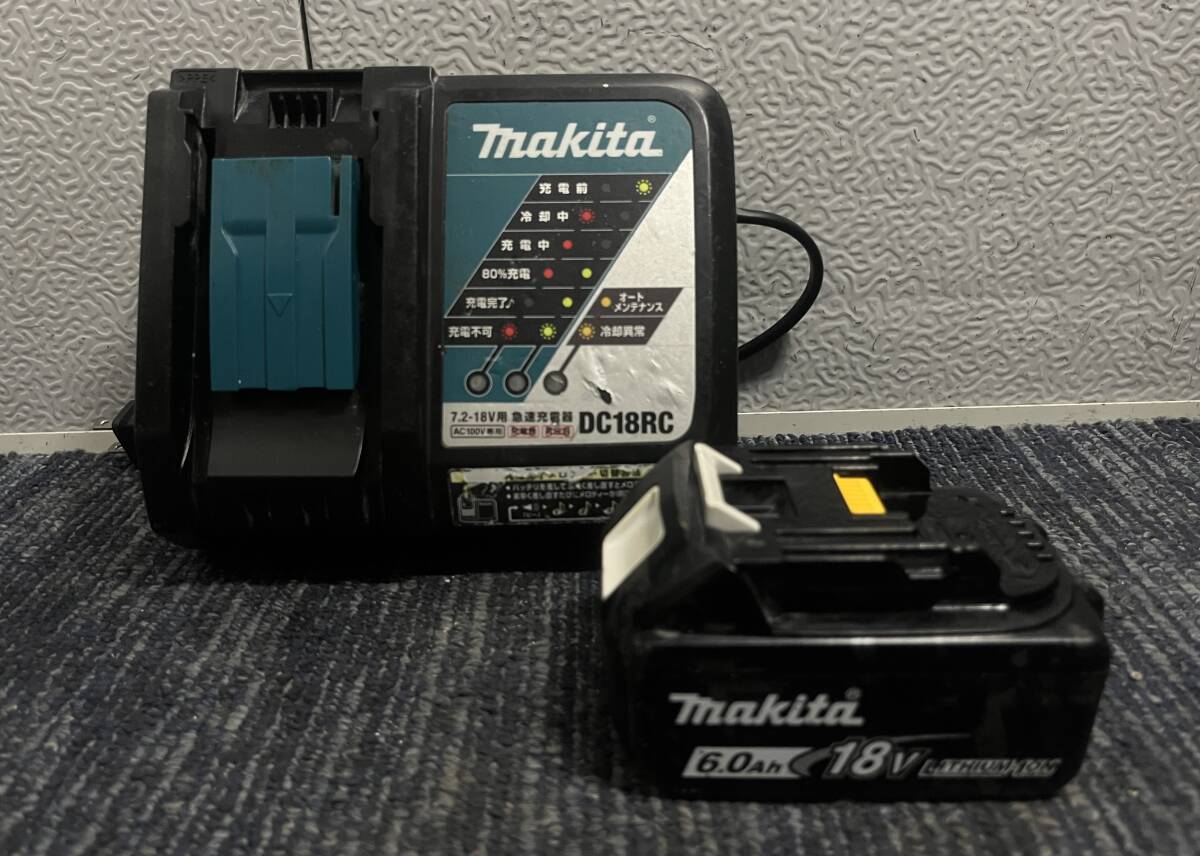 【中古品】makita マキタ 18V 6.0Ah 純正品 リチウムイオンバッテリー BL1860B 急速充電器 DC18RC 10537拍卖