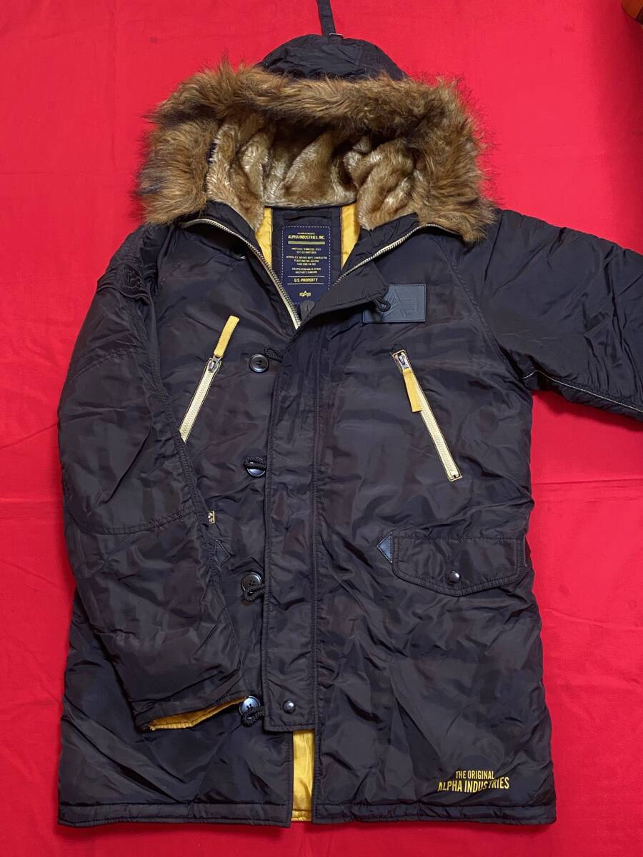 1円★ALPHA INDUSTRIES アルファ フライトジャケット N-3B N3B ブラック イエロー L 未使用品 ★拍卖