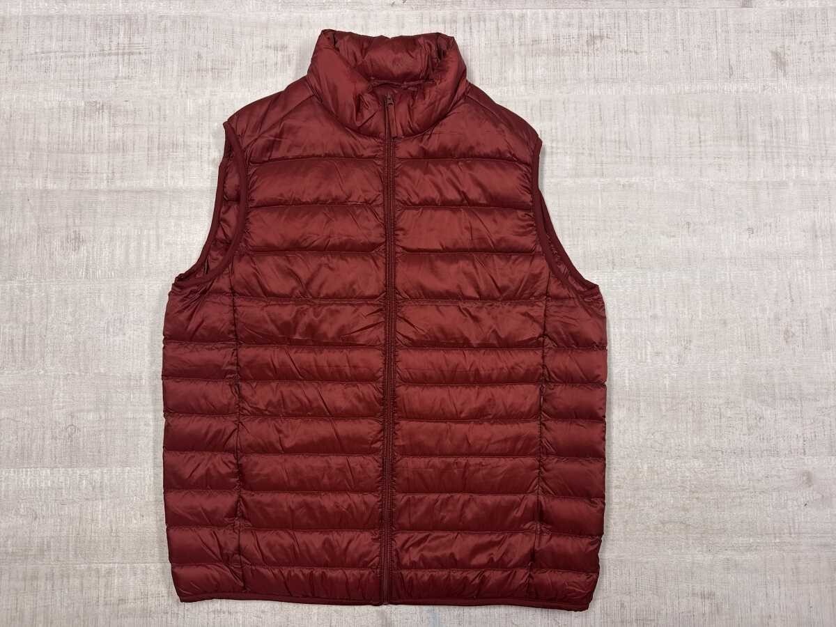 ユニクロ UNIQLO アメカジ アウトドア 防寒 軽量 ハイネック ジップアップ ウルトラライトダウンベスト メンズ ナイロン100% XL 赤拍卖