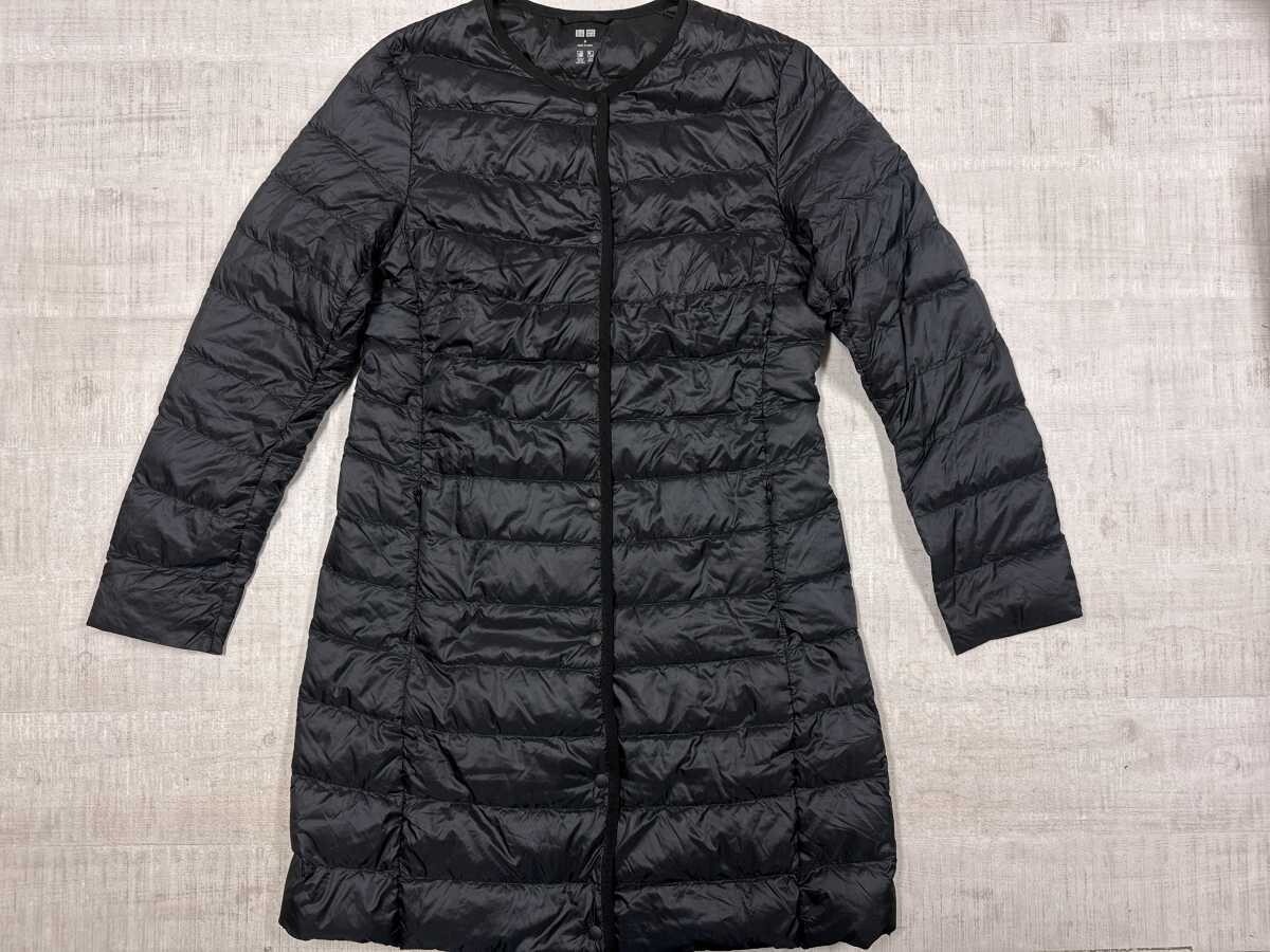ユニクロ UNIQLO アーバン エレガント パイピング ウルトラライトダウン コート レディース 軽量 ダウン90% フェザー10% M 黒拍卖