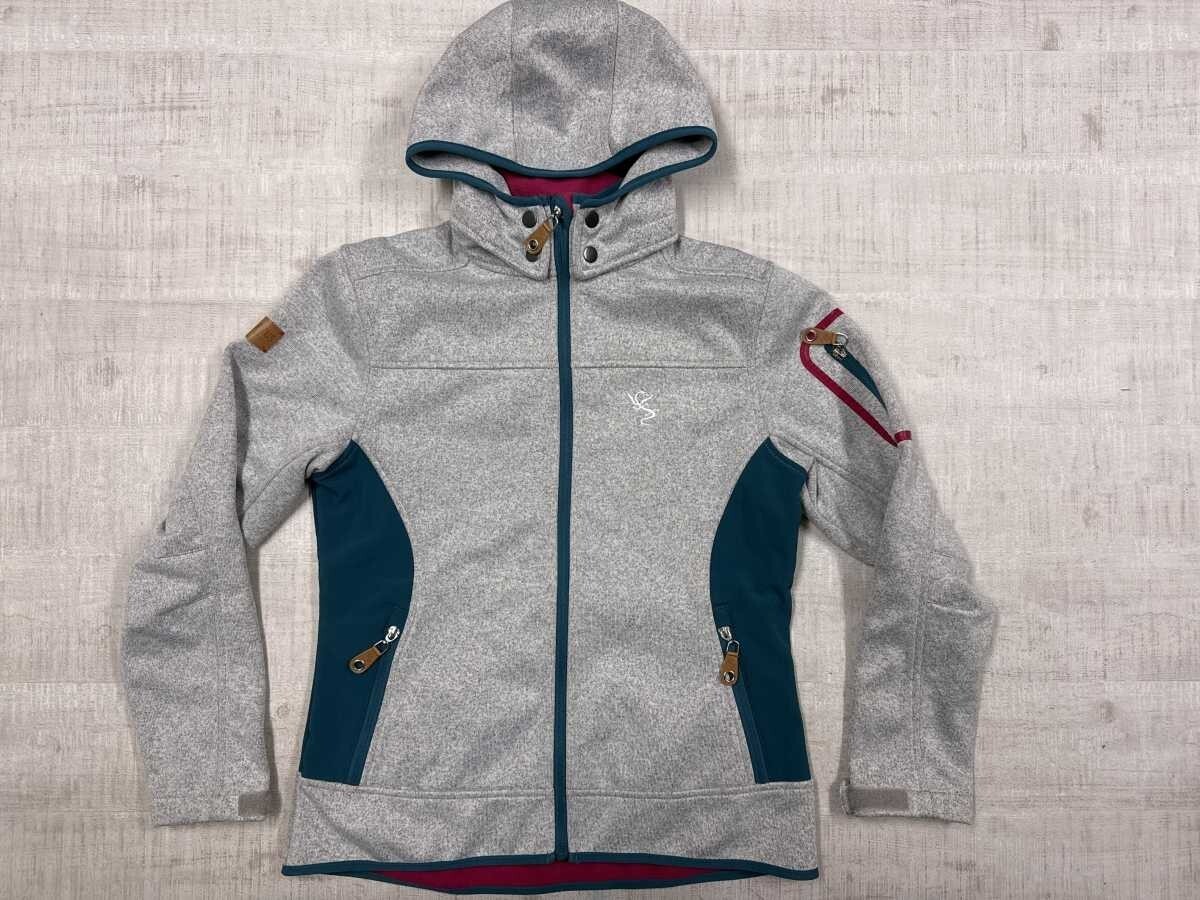 ピラトゥス PILATUS スポーツ アウトドア 龍 ドラゴン 刺繍 配色切替 パーカー ジャケット メンズ ポリエステル100% S ライトグレー拍卖