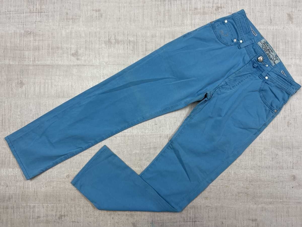 Italy製 ヤコブ コーエン JACOB COHN Y2K 00s 古着 ボタンフライ ローライズ スリム カラーパンツ ボトムス レディース コットン混合 28 青拍卖