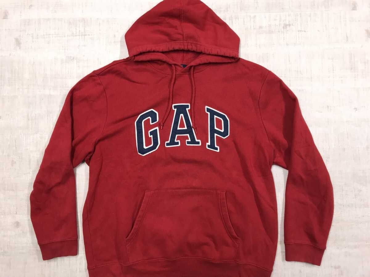 ギャップ GAP アメカジ スポーツ ストリート 定番ロゴ ワッペン スウェット フーディー プルオーバー パーカー メンズ コットン混合 XL 赤拍卖
