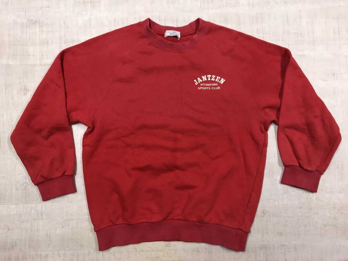 ジャンセン JANTZEN レトロ オールド アメカジ スポーツ ロゴプリント リブ切替 長袖 ラグランスリーブ スウェット トレーナー メンズ 赤拍卖