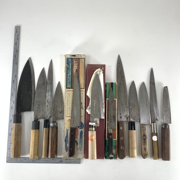 包丁 12本 まとめ 柳刃 蛸引 刺身 和包丁 菜切 出刃 土井勝 源正守 貞義 正重 元貞 一考 日本橋 木屋 研常 現状品拍卖