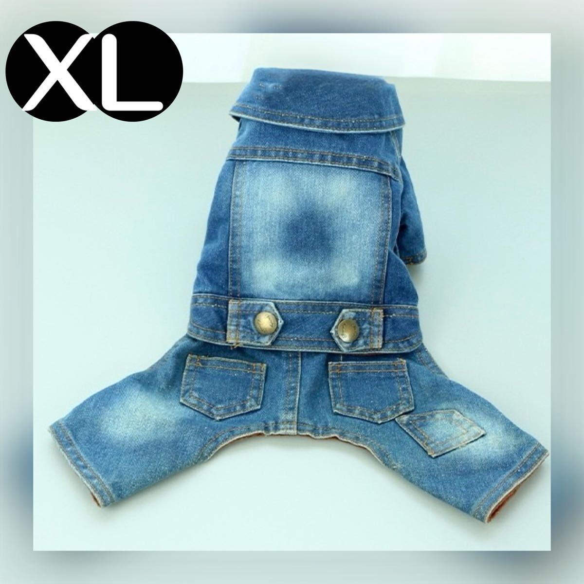 XL 防寒 デニム カバーオール 犬服 犬の服 ロンパース ペット服 小型犬 ペット用品 ドッグウェア ボトムス拍卖