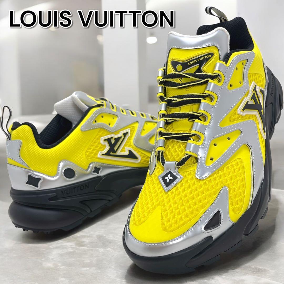 【極上品/袋付き】LOUIS VUITTON ルイヴィトン タティックライン スニーカー 黄色 UK7 約26㎝ レザー×ファブリック イタリア製 メンズ 靴拍卖