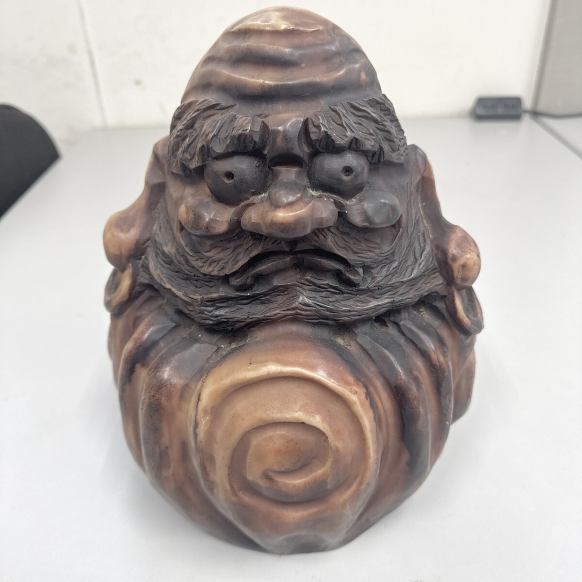 縁起物 だるま 置物 彫刻 オブジェ インテリア 骨董 レア 達磨大師 レトロ アンティーク 重さ約8kg超え 拍卖