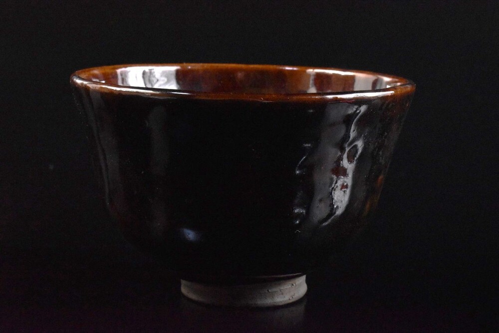 【雲】某収集家買取品 瀬戸 茶釉抹茶碗 古美術品(茶道具旧家蔵出) F4116拍卖