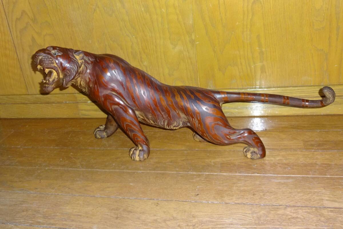 虎置き物 銅製 銘あり 西正? 6.42kg拍卖