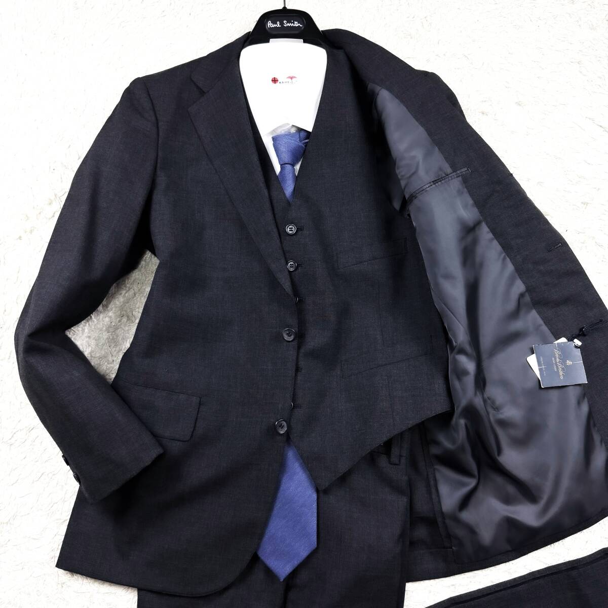 極美品3ピースBROOKS BROTHERSセットアップスーツ霜降りチェック柄ブラック黒XL.LL~L爽快背抜きYA6スリーピース大きいブルックスブラザーズ拍卖