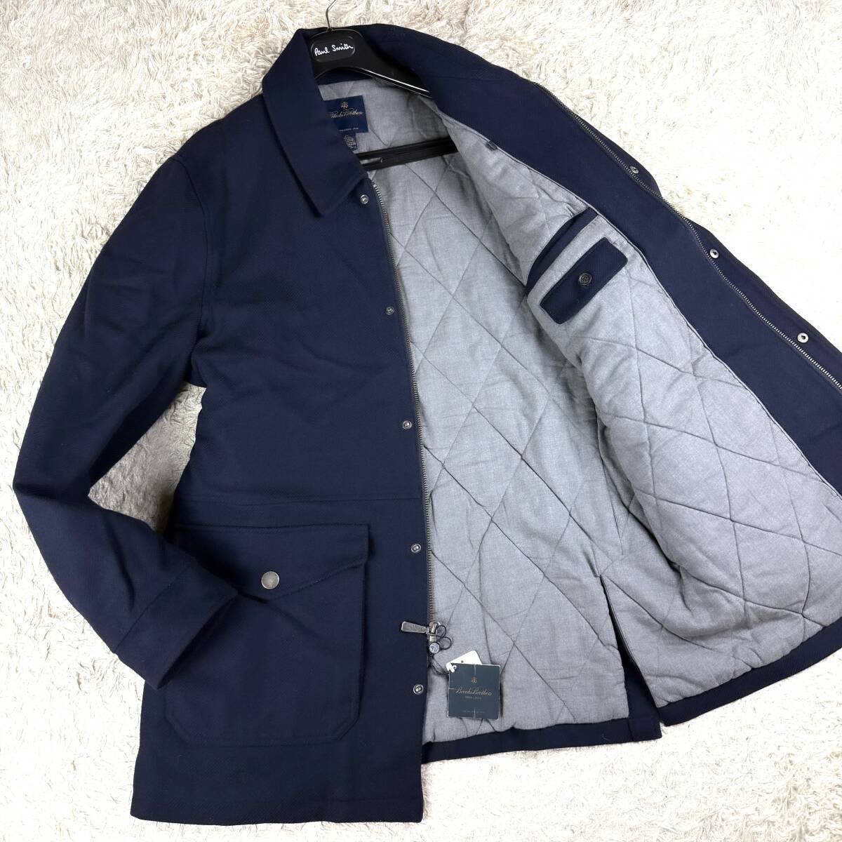 未使用級銀釦BROOKS BROTHERS×MOONナポレオンコートXXL~XL.LLマリンPコート濃紺ネイビー キルティング裏地 大ブルックスブラザーズ ムーン拍卖