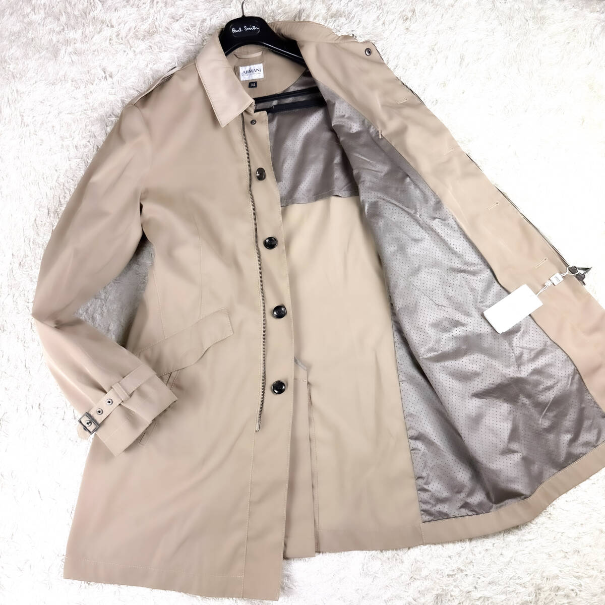 奇跡!XXXL!GIORGIO ARMANI COLLEZTIONIナポレオンコート撥水防水加工レインステンカラーコート4L~3L 54ジョルジオ アルマーニ コレツォーニ拍卖