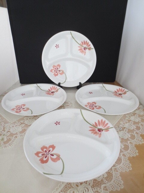 未使用・CORELLE コレール・ランチプレート4枚セット・皿・軽い・割れにくい・かさばらない・モーニングワンプレート拍卖