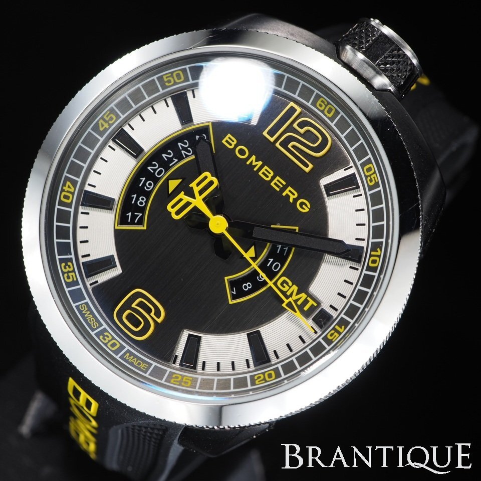 ◆即決あり◆ ボンバーグ BOMBERG SS/ラバー BOLT-68 BS45GMTSP GMT QZ 電池交換済み USED 稼働 メンズ 腕時計 「28034」拍卖