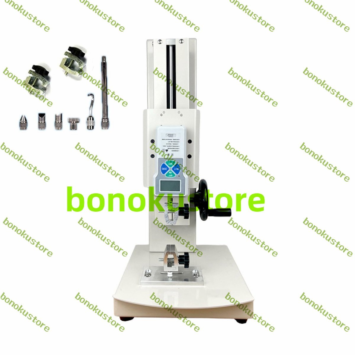 10N ハンドクランク垂直引張試験ベンチ デジタルフォースゲージプッシュプルゲージ 5つのプローブと2つのクランプ付き 300mm拍卖