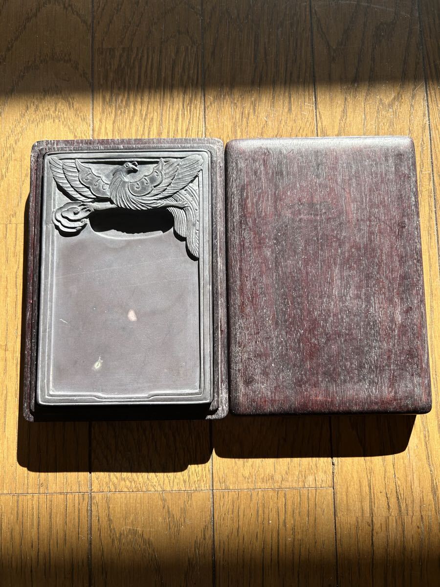 鳳凰彫刻 端渓紫硯 民国時代の物 唐物拍卖