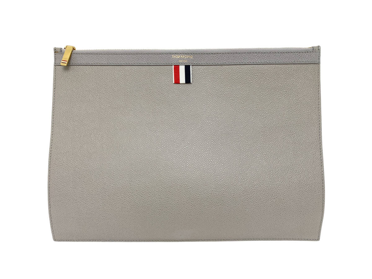 トムブラウン THOM BROWNE クラッチバッグ レザー グレー拍卖