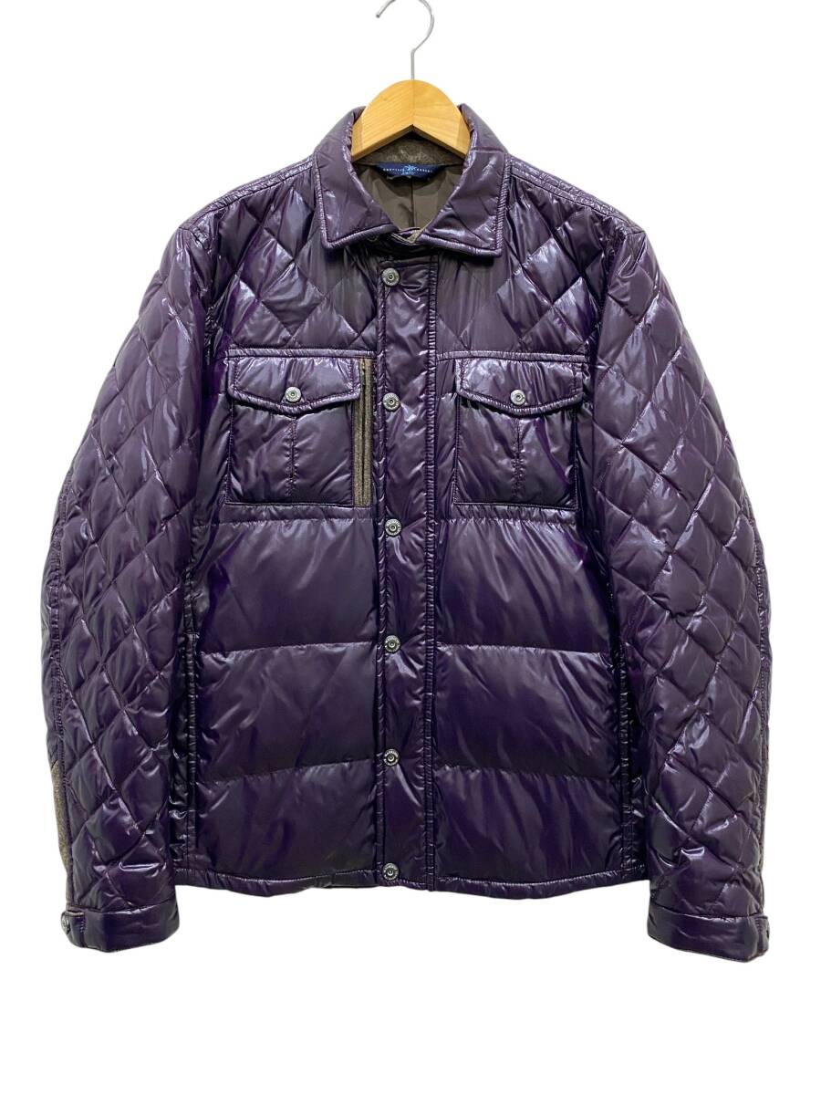 マウリツィオ バルダサーリ MAURIZIO BALDASSARI ダウンジャケット ナイロン キルティング ウール切替 ジップ パープル size 48 メンズ拍卖