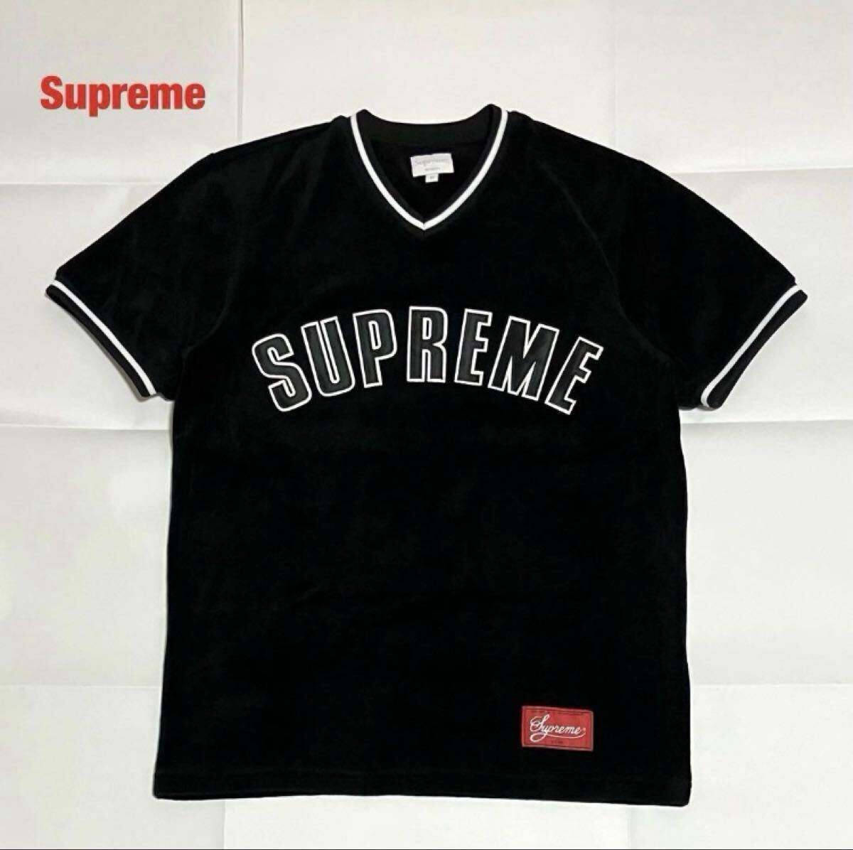 【希少】Supreme シュプリーム Velour Baseball Top ベースボールTシャツ アーチロゴ Vネック ユニセックス 完売品 2016FW0818016拍卖