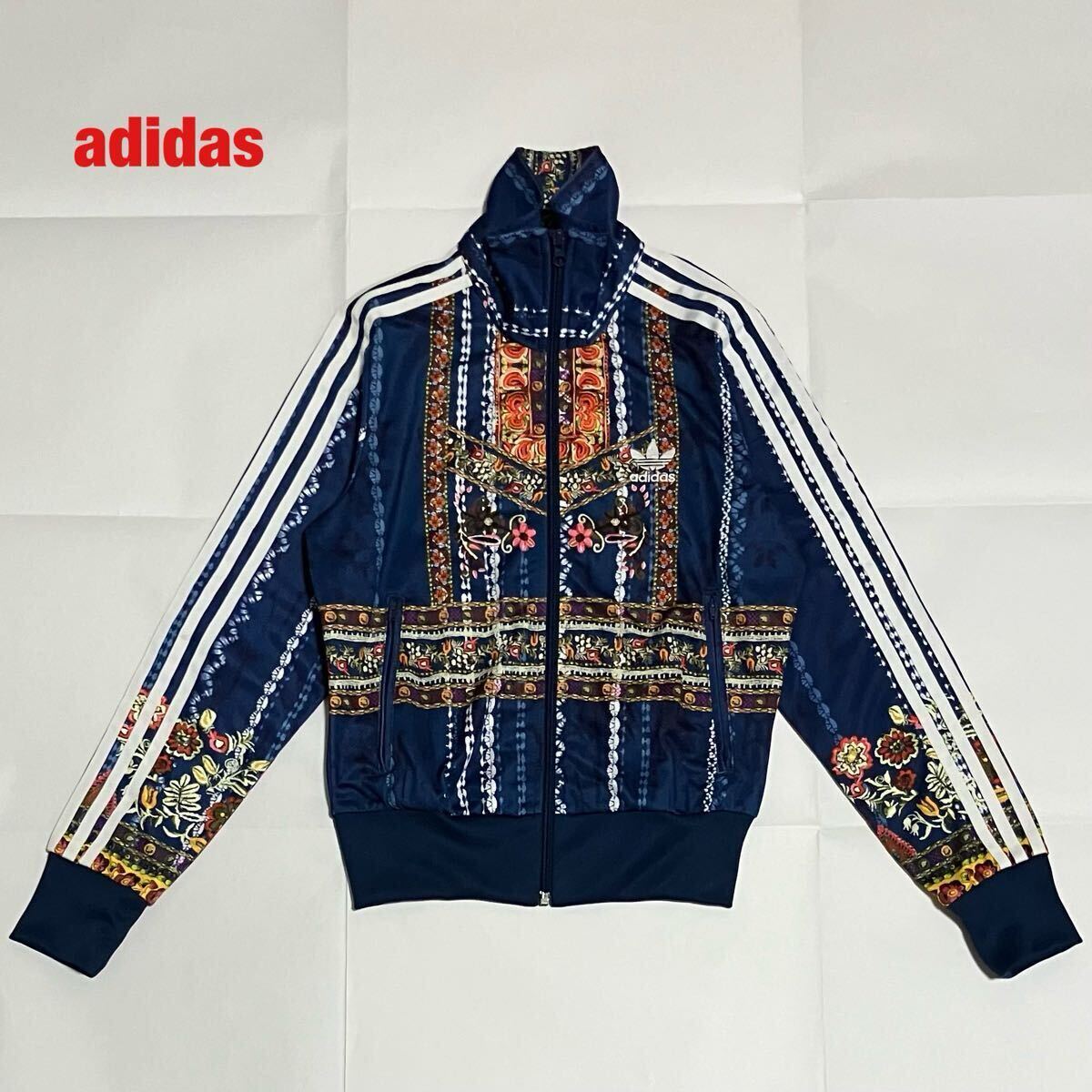 【希少】adidas アディダス シランデリアファイヤーバードトラックジャケット 花柄 格子柄 刺繍ロゴ 3本ライン AY6907 A2B001拍卖