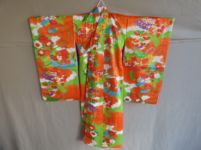 む848.祝い着 産着 御初着 女児 女の子 お宮参り 襦袢付き 七五三拍卖