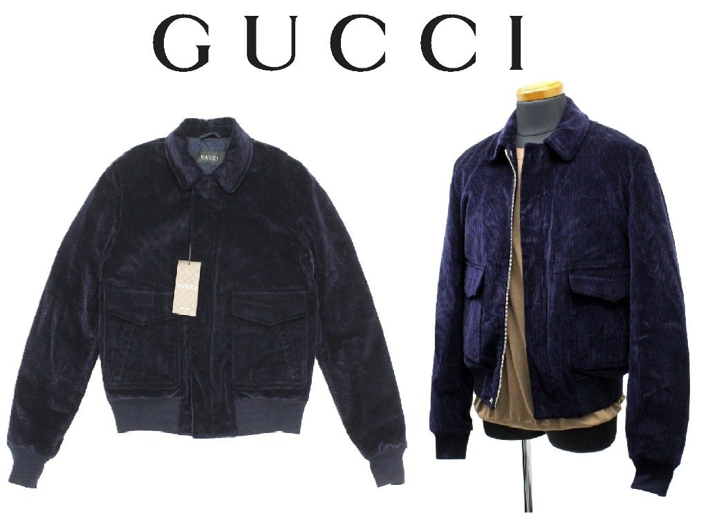 ●65万新品◆46=M◆グッチ GUCCI コーデュロイジップアップジャケットブルゾン ネイビー濃紺1円拍卖