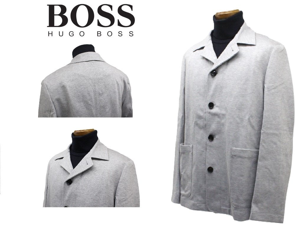 ●14万新品◆46=S◆BOSSヒューゴボス 『Carper』ストレッチジャージージャケット SLIMFIT 灰グレー 1円拍卖