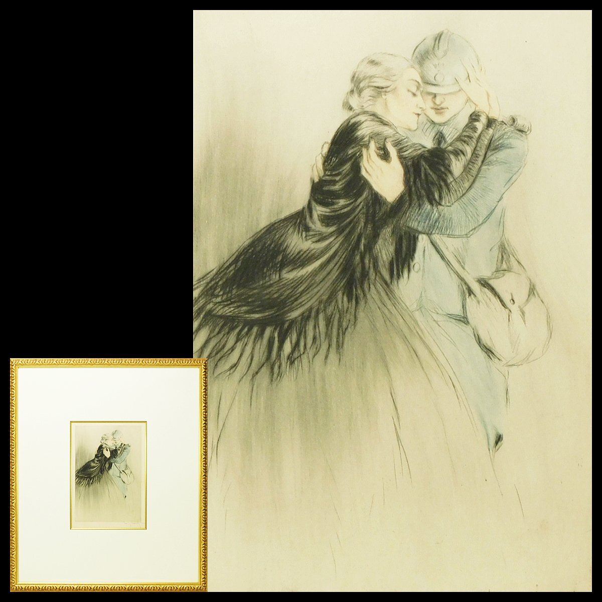 ルイ・イカール(Louis Icart)名付け親「女たちの闘い」より 美人画 エッチング(銅版画)直筆サイン 額装 専用箱 画集掲載 s25110102拍卖