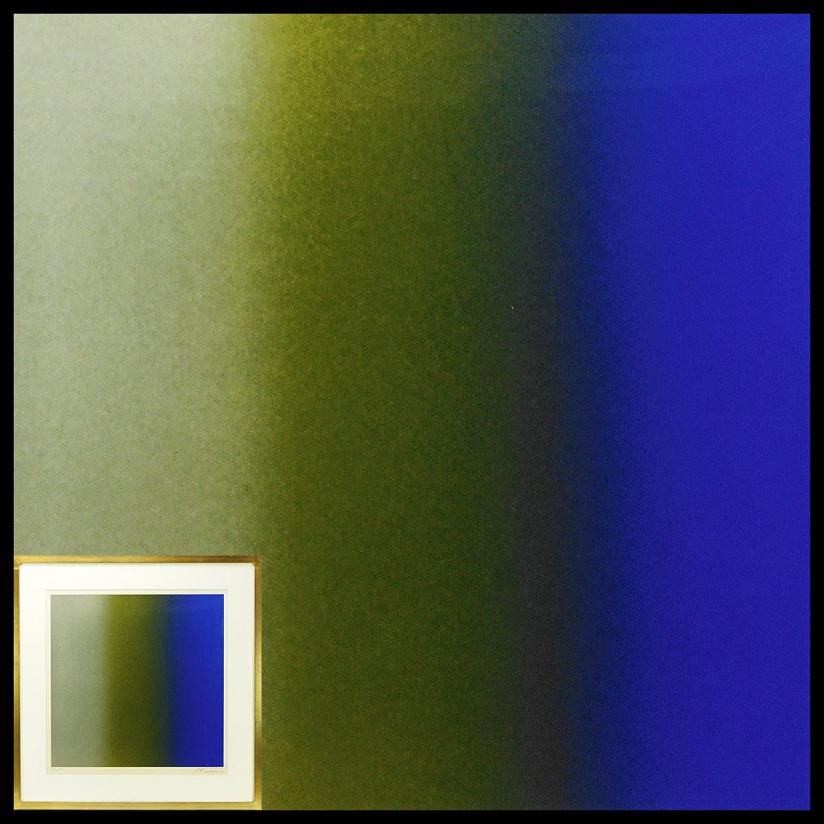 百瀬寿 Vertical Blue シルクスクリーン 直筆サイン 額装 1985年 専用箱 国内外美術館収蔵 日仏現代美術展大賞受賞 s25110202拍卖