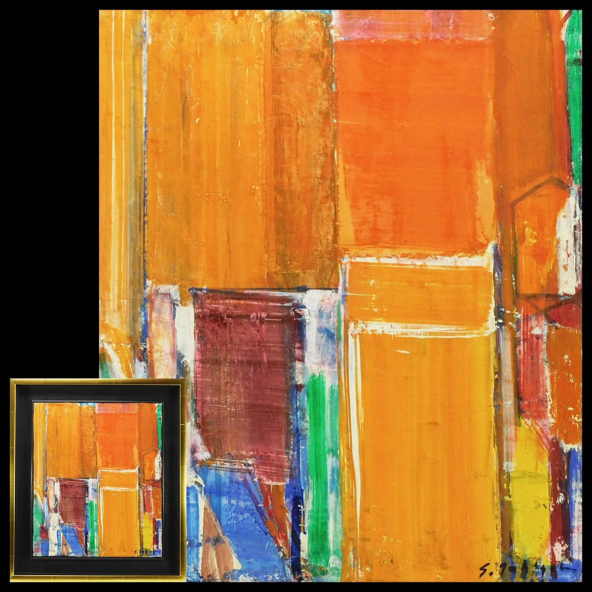 石垣定哉 New York F8 油彩 額装 専用箱 日動画廊取扱 白日会内閣総理大臣賞受賞 s25110306拍卖