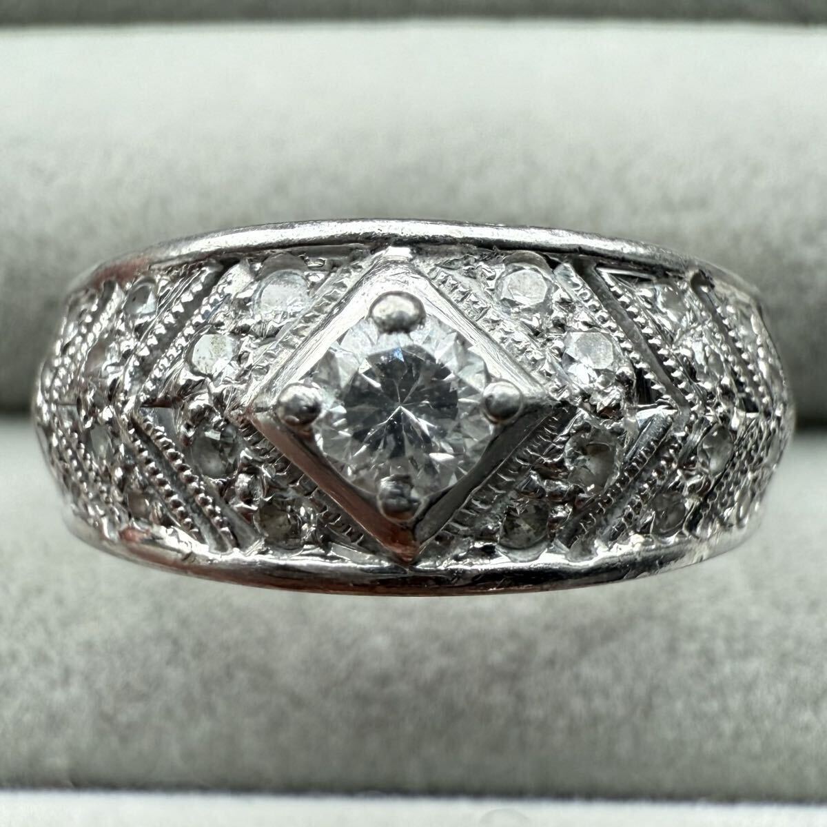 Pt900 D0.4 6.7g 天然ダイヤモンド プラチナジュエリー リング 指輪拍卖