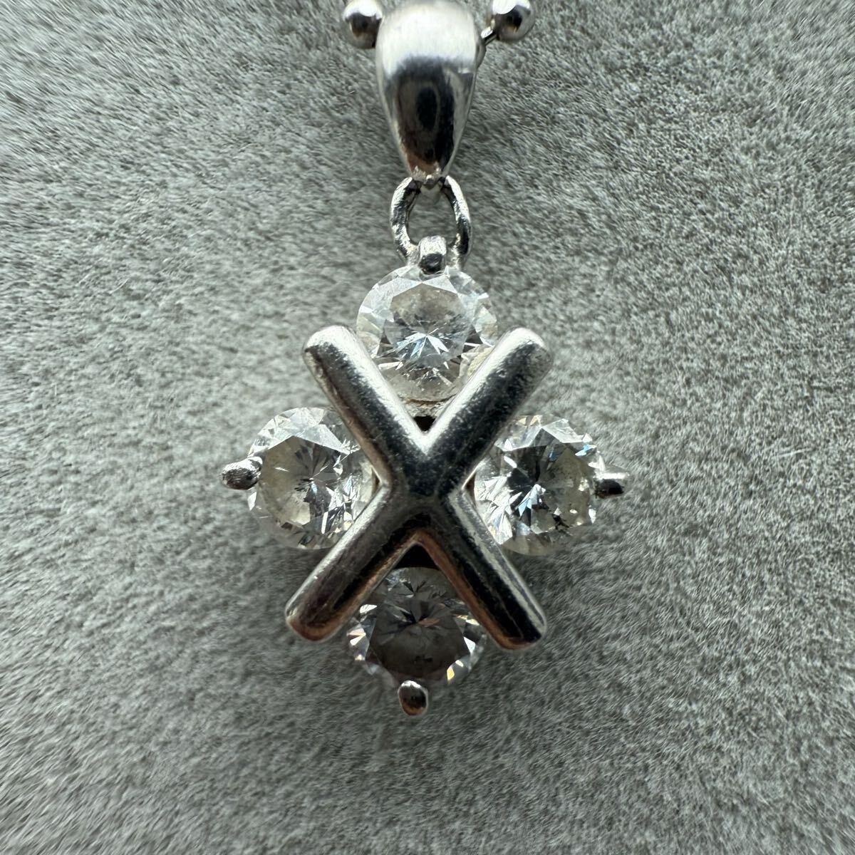 Pt900/850 D0.53 4.4g 天然ダイヤモンド プラチナジュエリー ネックレス拍卖