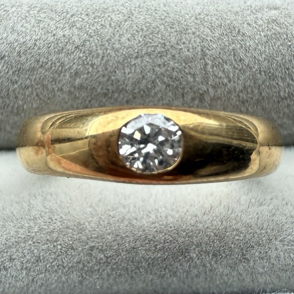 K18 4.2g 天然ダイヤモンド ゴールドジュエリー リング 指輪 一粒 シンプル拍卖